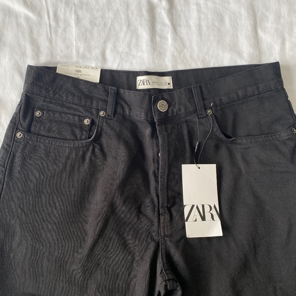 Zara Black Relaxed Fit Straight Leg Mid Waist Jeans Women’s Size 8 - Picture 4 of 7